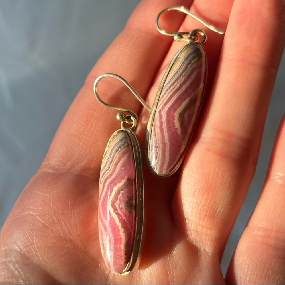 925s sterling silver Rhodochrosite Earrings